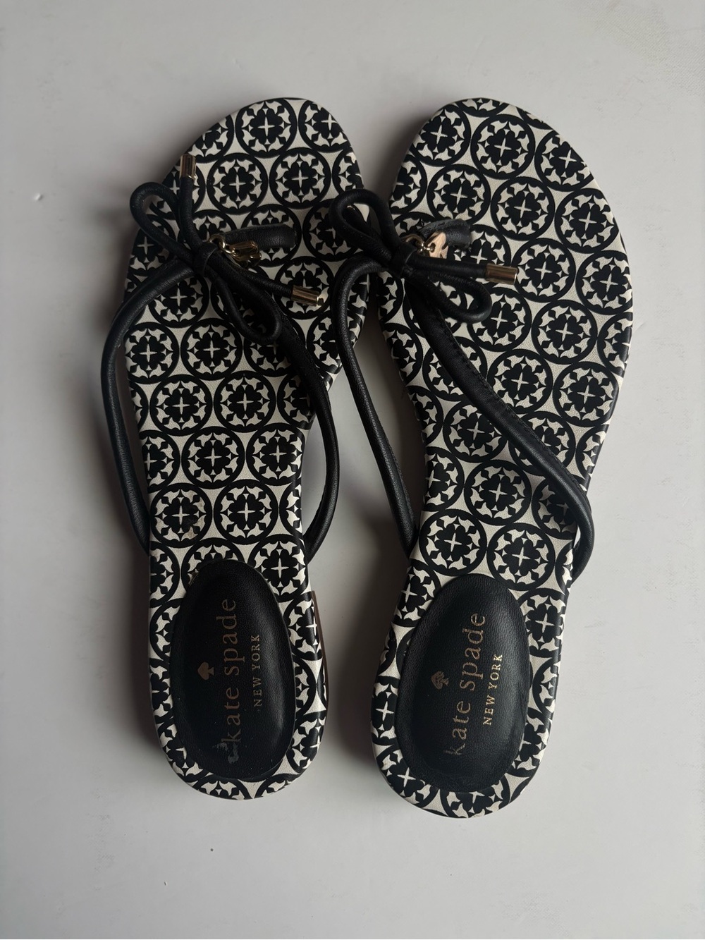 kate spade Black & White Printed Strappy Sandals